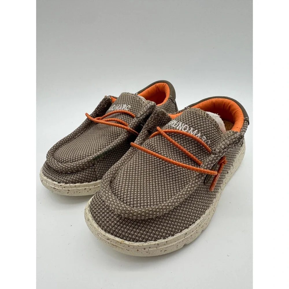 Boys Casual Slip‎ On Shoes Brown Orange Comfort Loafer Size 11